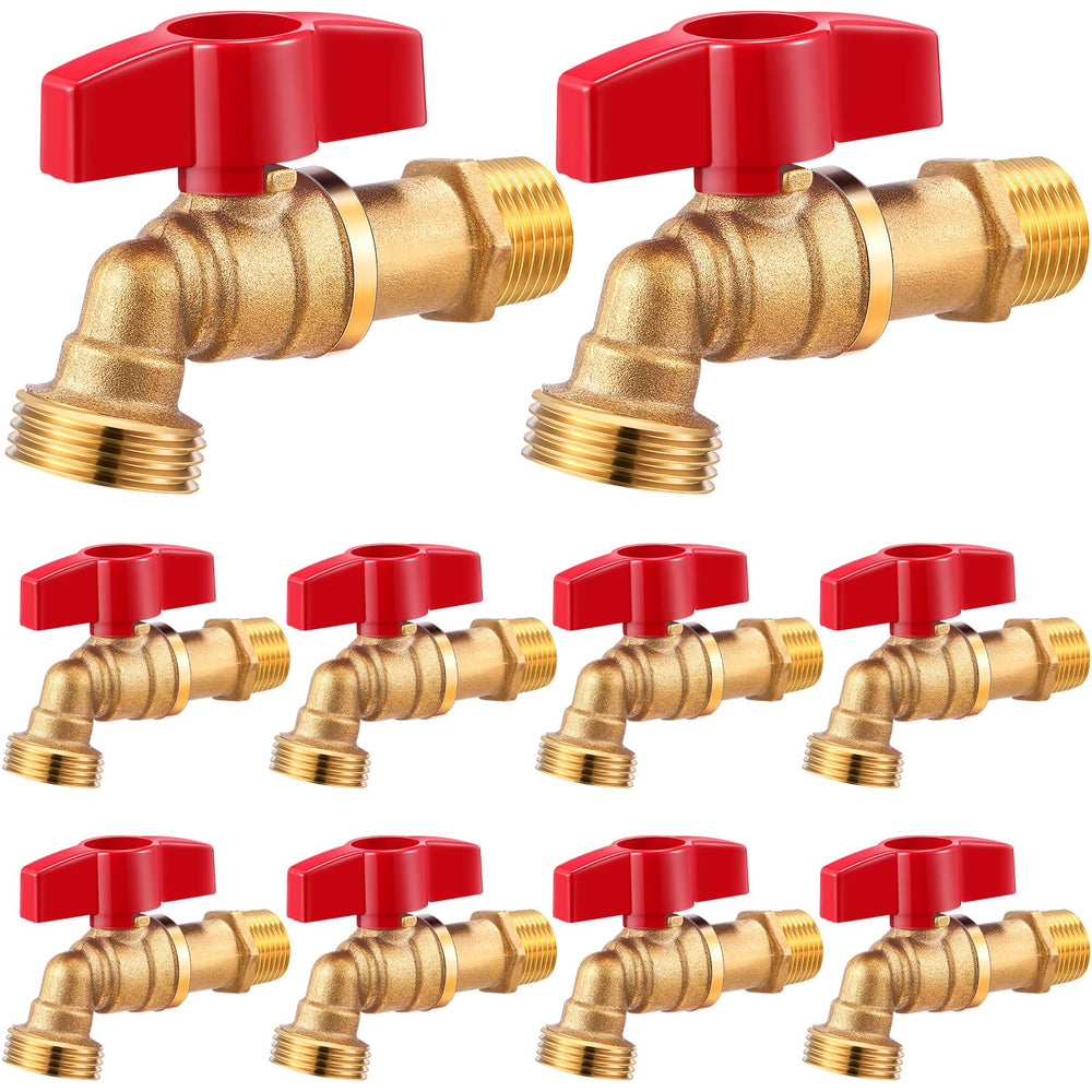 VIHOSE red-handle spigot front view showing durable brass body and visible shutoff benefit