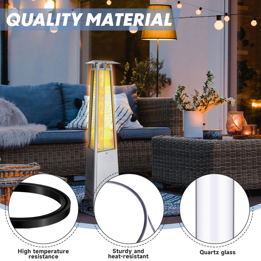 VIHOSE tube installed on patio heater demonstrating restored flame visibility