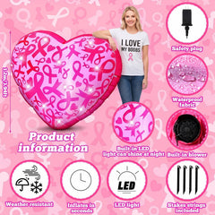 VIHOSE LED lit pink heart at night creating visible awareness and warm glow