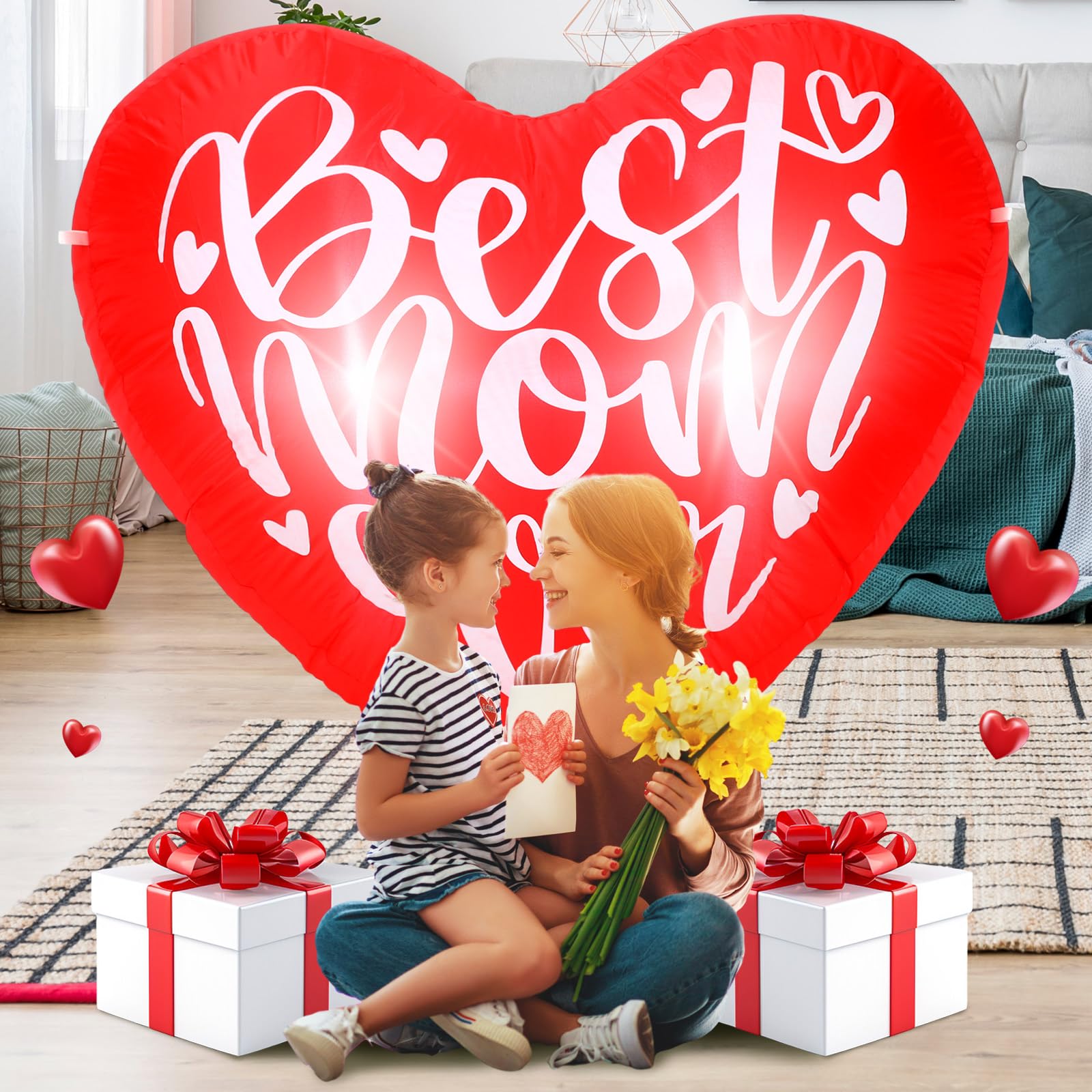 VIHOSE inflatable heart in front yard celebrating Mother’s Day and attracting attention