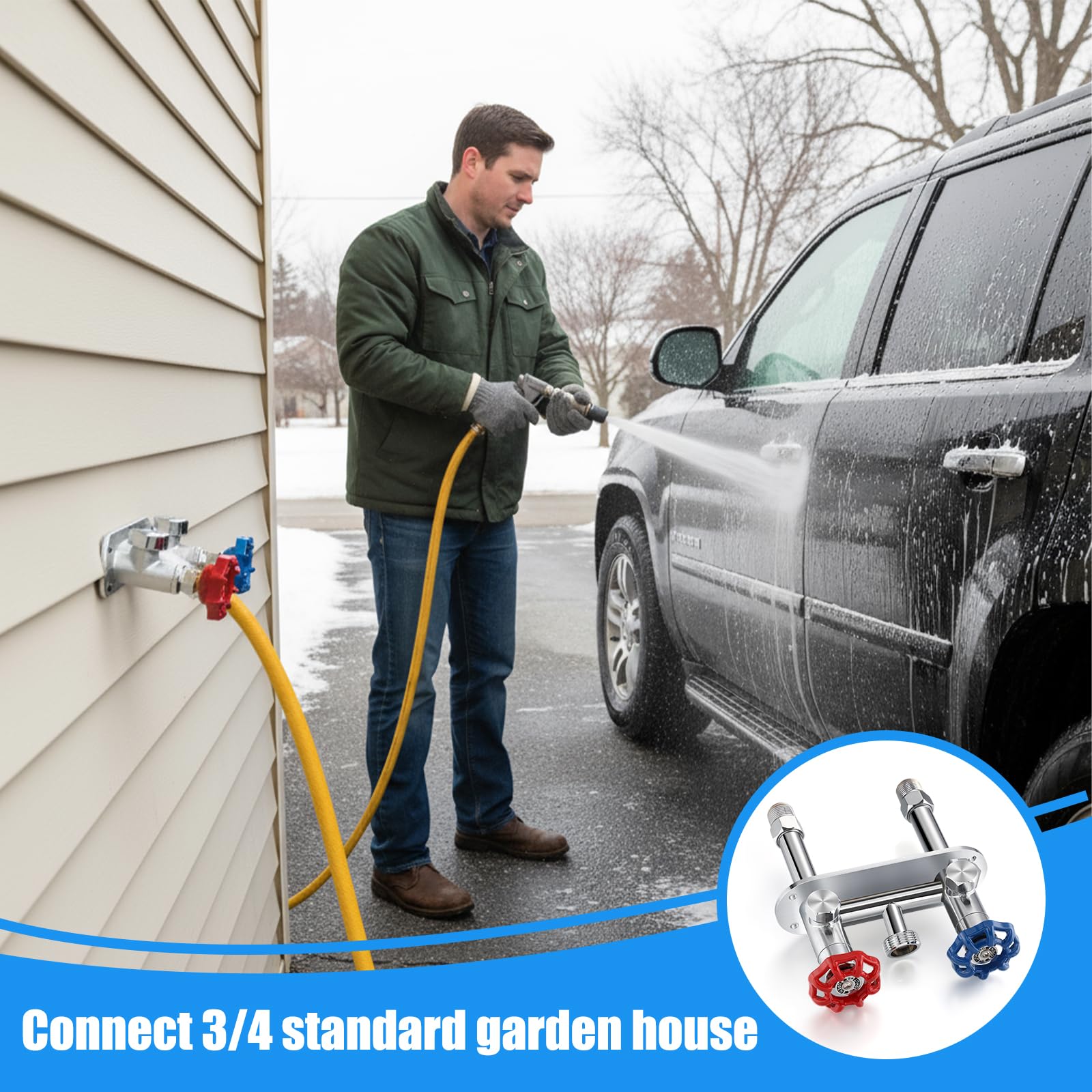 VIHOSE lifestyle in garden use showing convenient watering and outdoor utility