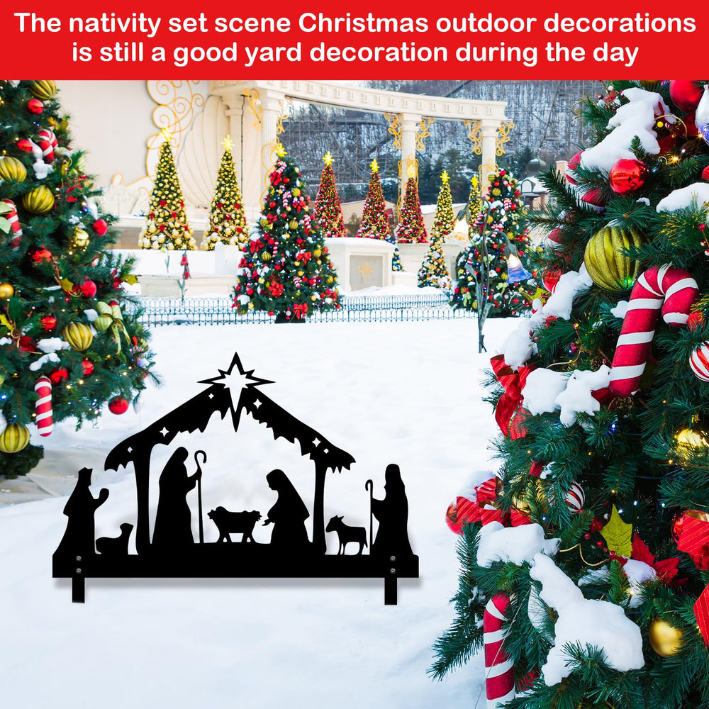 VIHOSE night projection of nativity silhouette cast on wall creating warm holiday ambiance