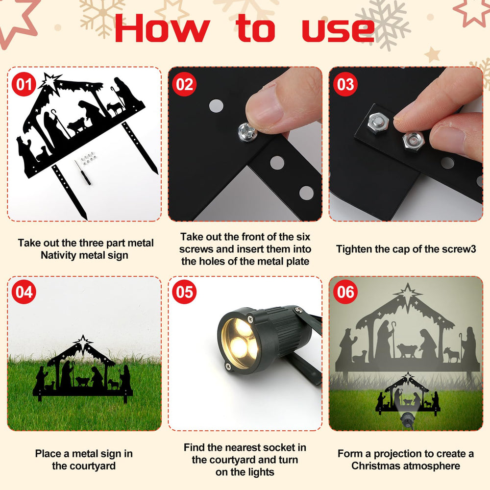 VIHOSE nativity sign beside ruler for clear size comparison and easy placement planning