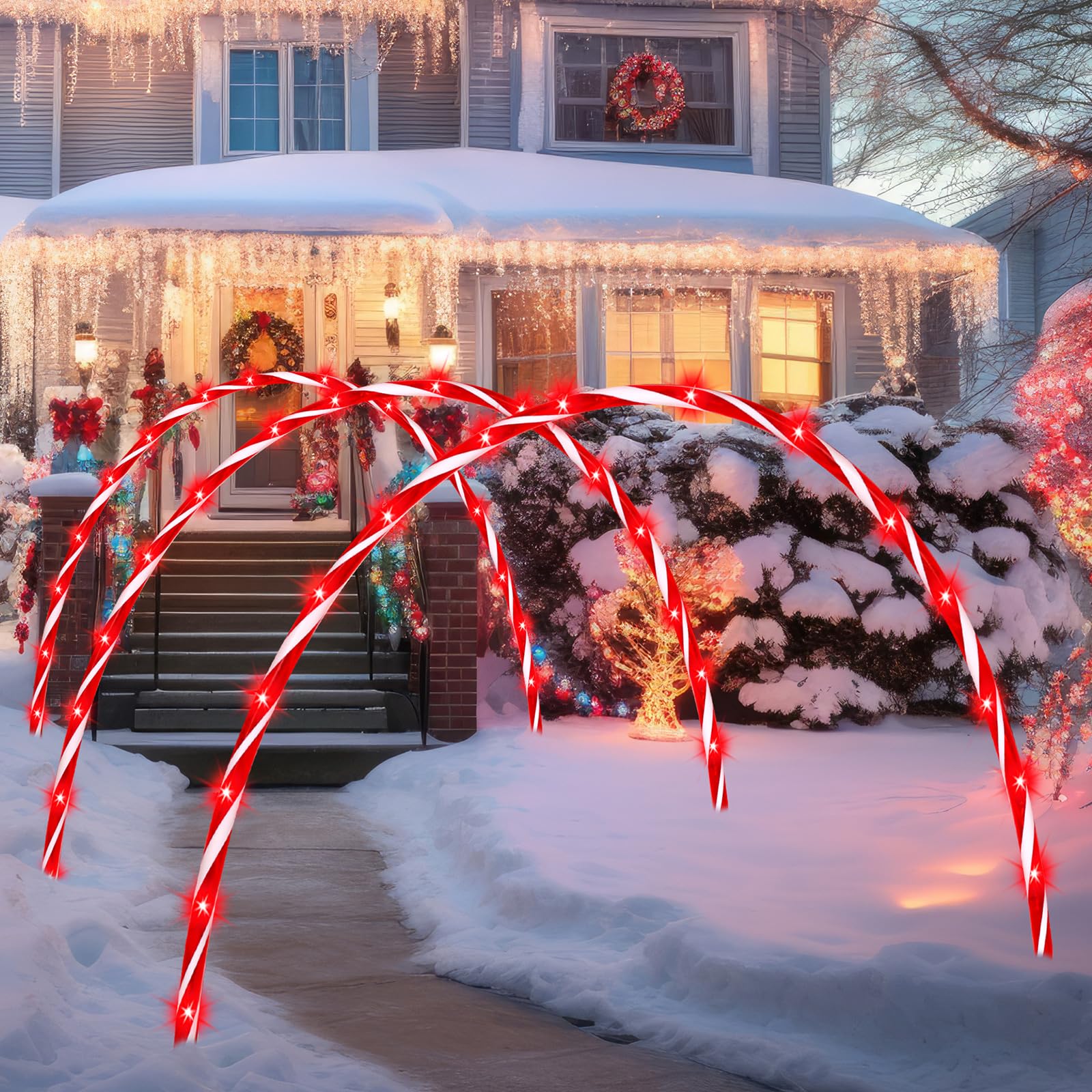 VIHOSE nighttime display of flasher mode on arches, delivers dynamic holiday lighting