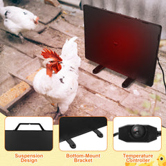 VIHOSE radiant panel mounted inside coop providing safe overhead warmth