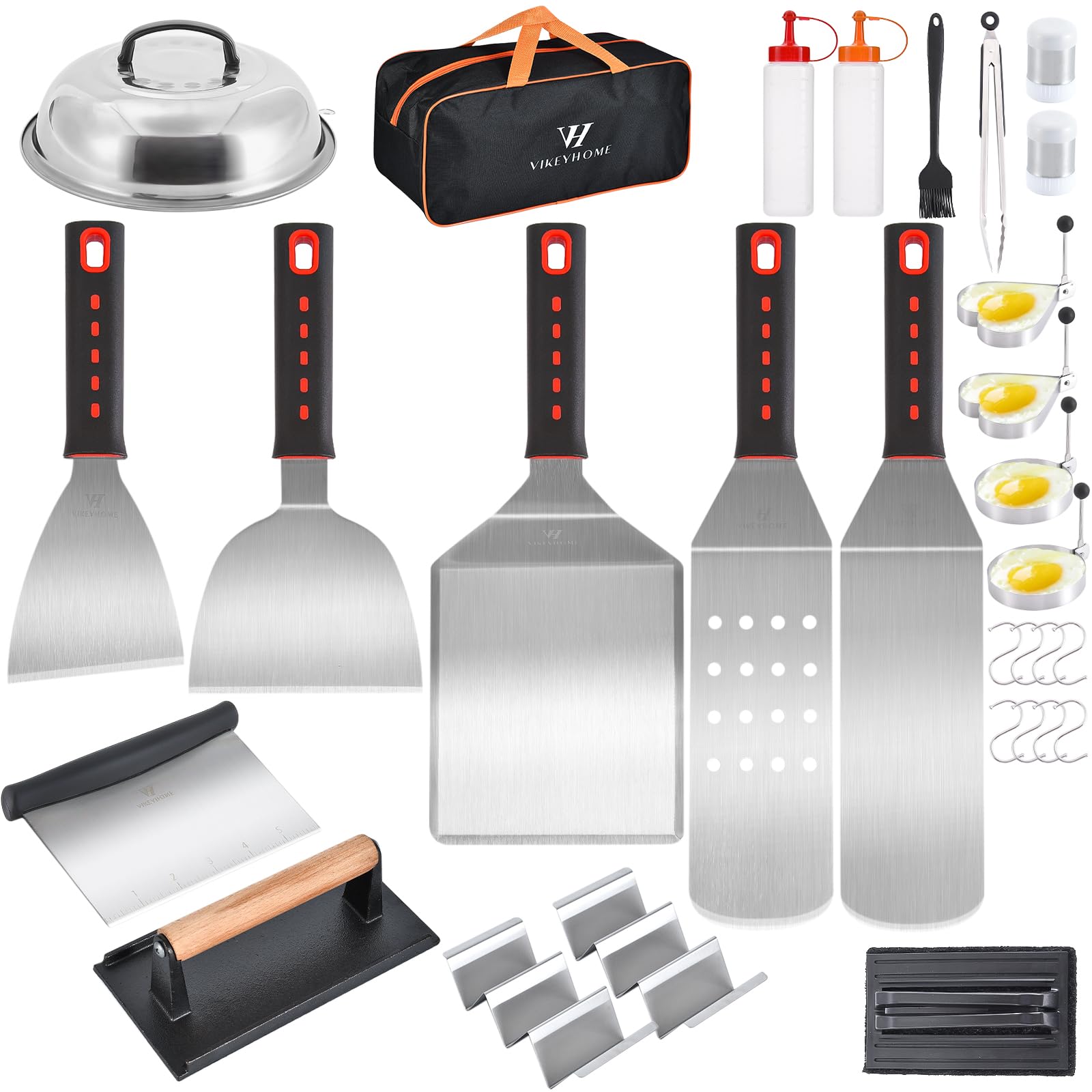 VIKEYHOME kit front view showing all 30 tools for organized grilling