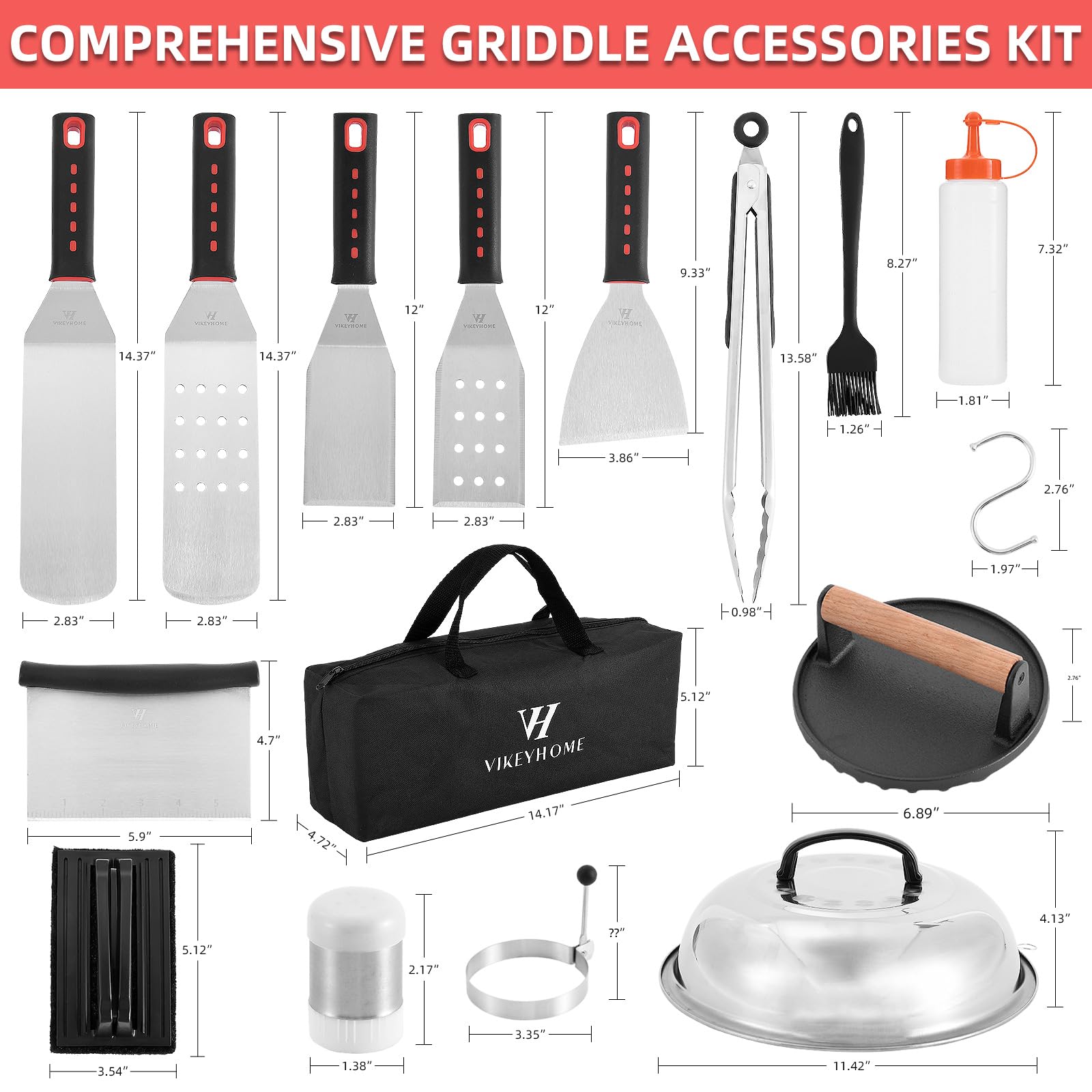 VIKEYHOME close-up of stainless-steel tools highlighting rust-resistant durability