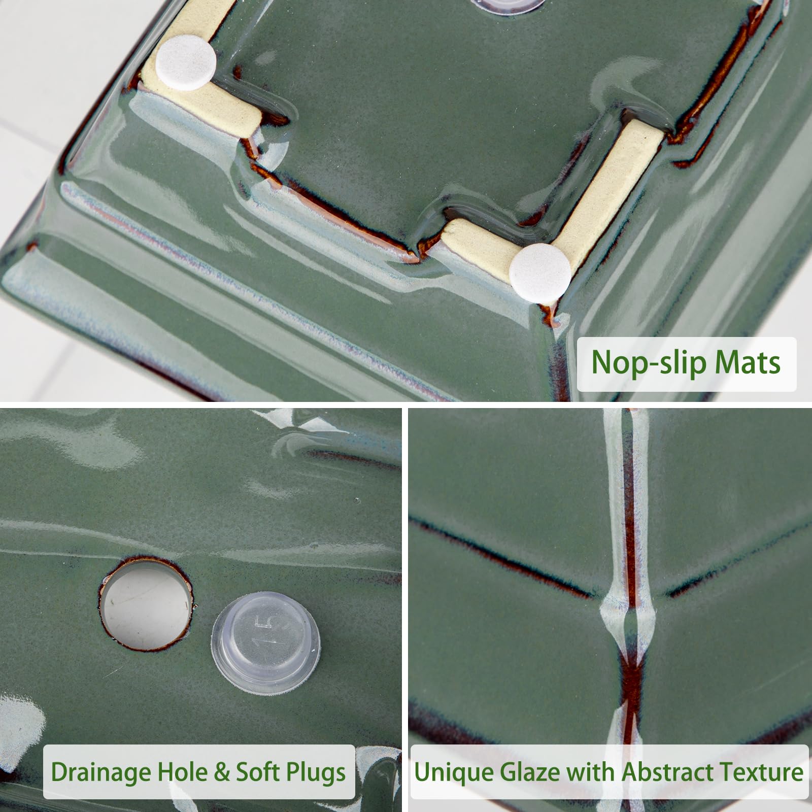 Villa Como drainage hole and tray detail preventing overwatering on surfaces