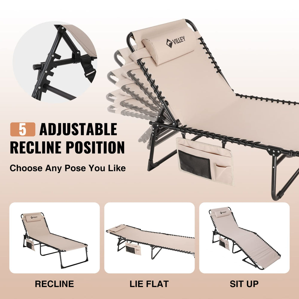 VILLEY folded chaise lounge compact for transport and easy storage benefit