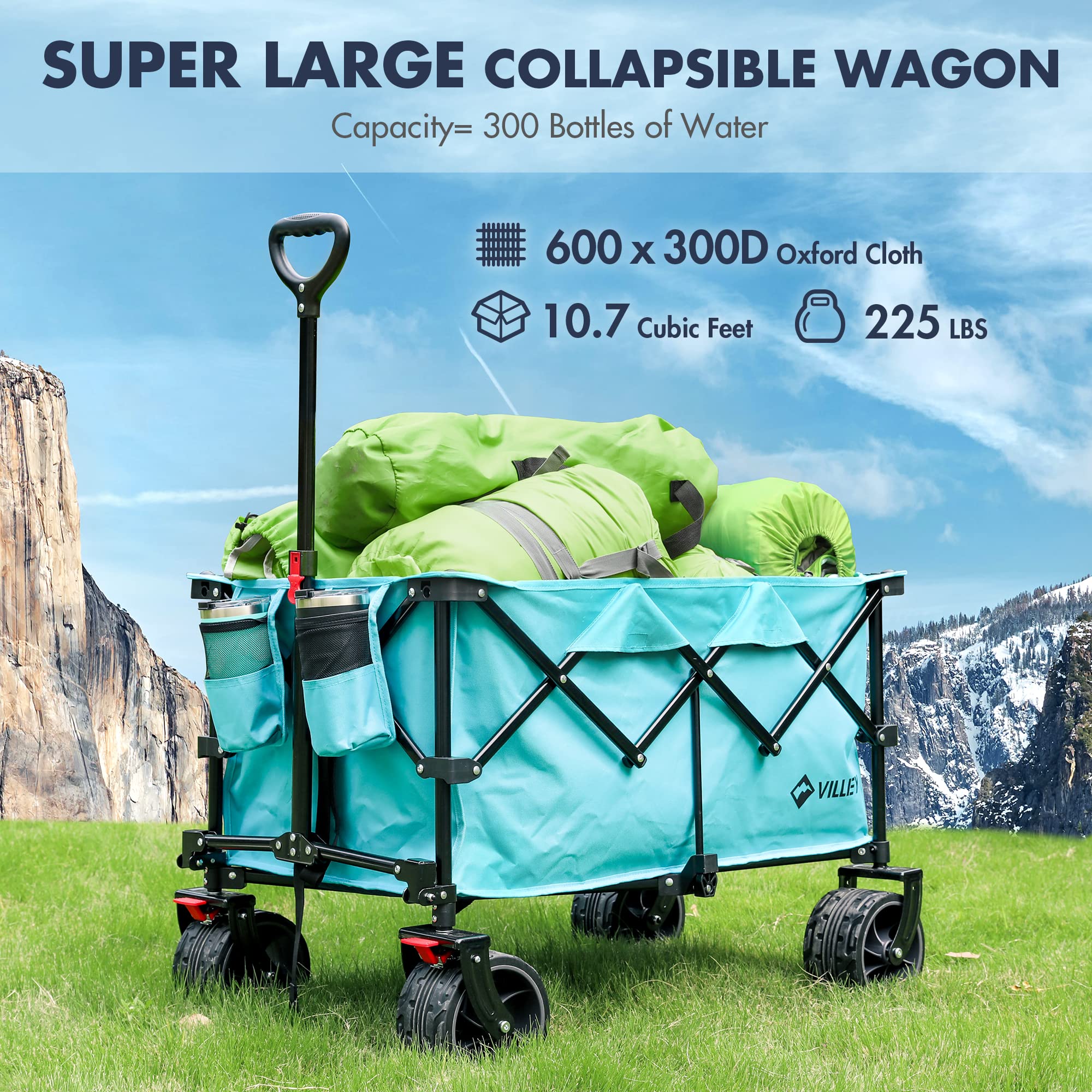 VILLEY wagon next to suitcases showing enlarged interior volume