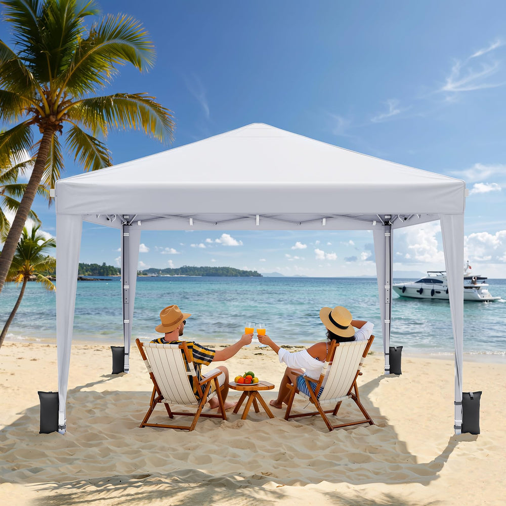 Vinabilia canopy set up on beach showing portable event shelter