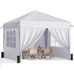 Vinabilia front view of white canopy showing shelter and shade benefits