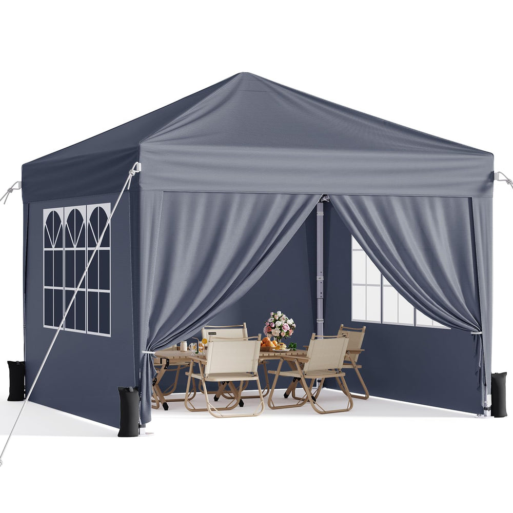 Vinabilia front view of dark grey canopy showing shelter and easy setup benefit