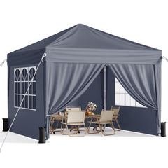 Vinabilia front view of dark grey canopy showing shelter and easy setup benefit