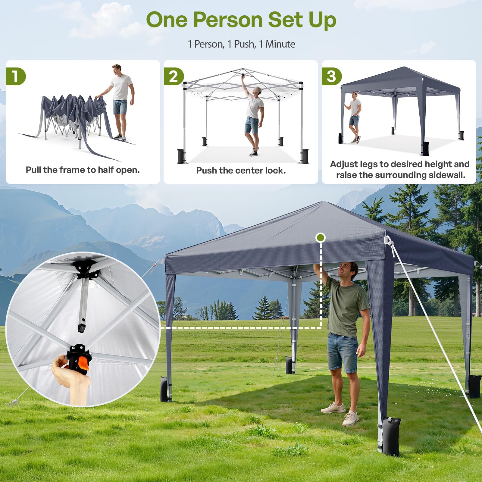 Vinabilia canopy folded in carry bag for compact transport and travel convenience