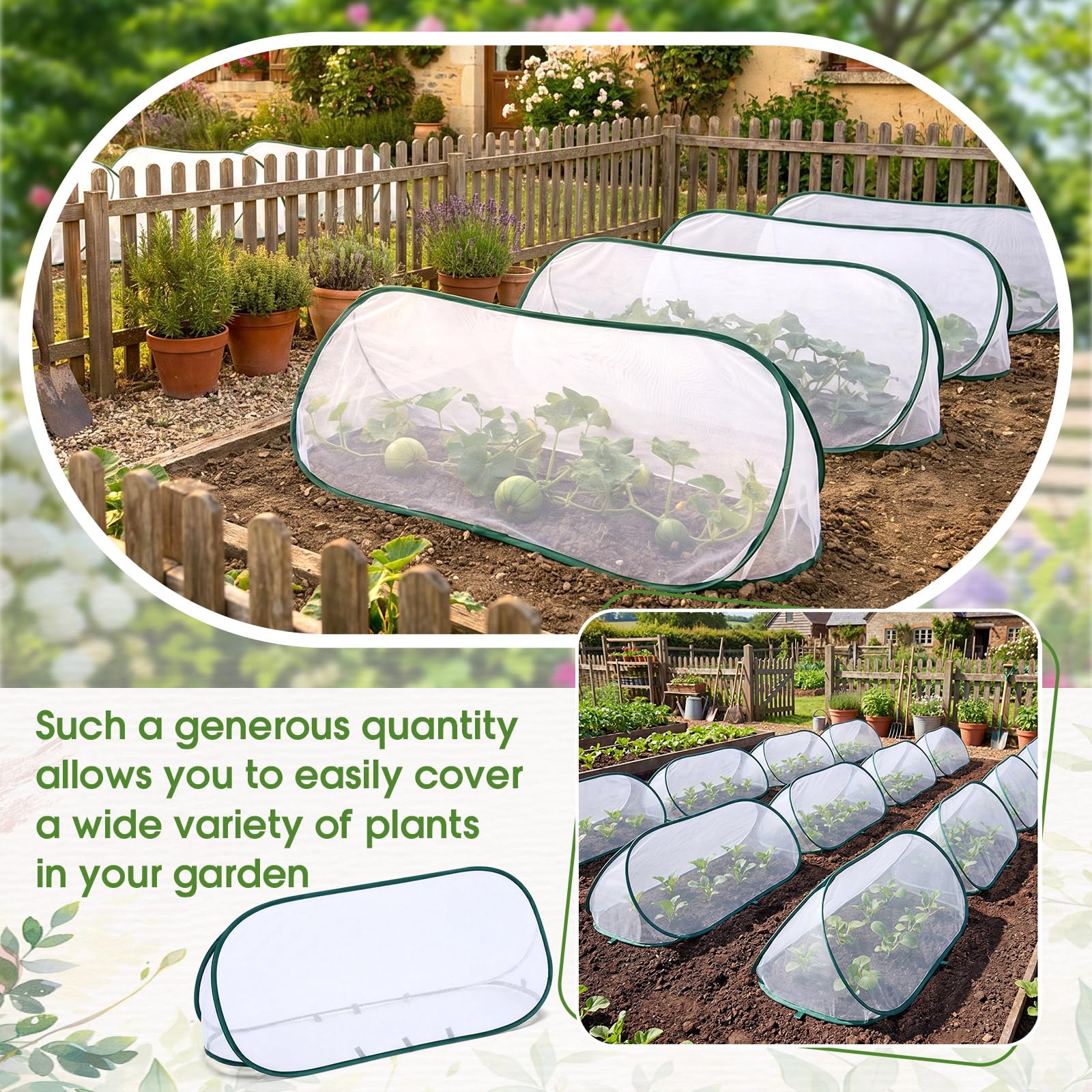 vincreem cover in use on vegetable row protecting seedlings from birds and insects