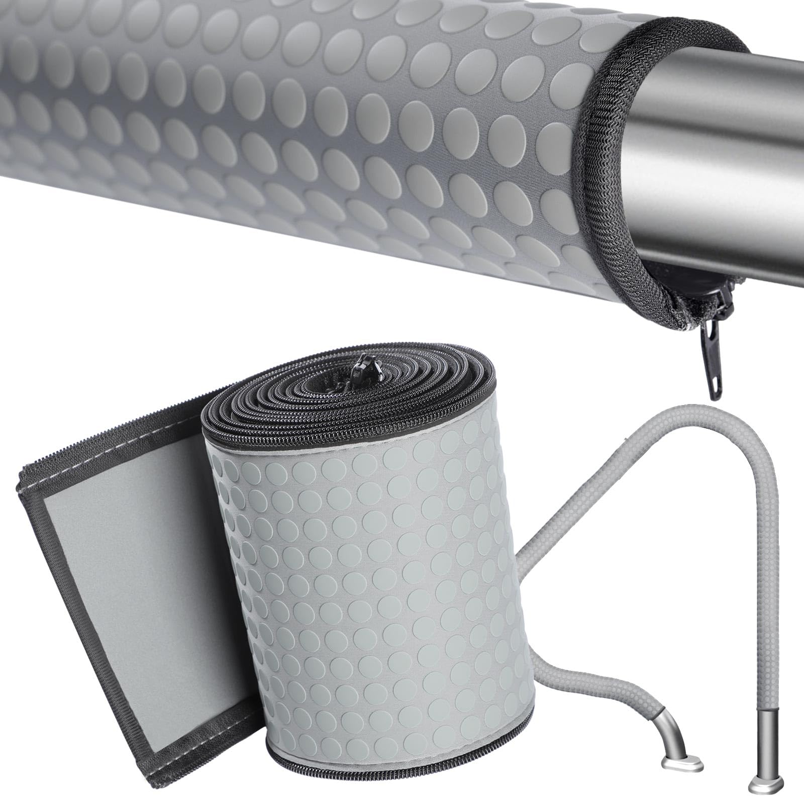 Vincreem gray handrail cover front view showing full-length protection and improved safety