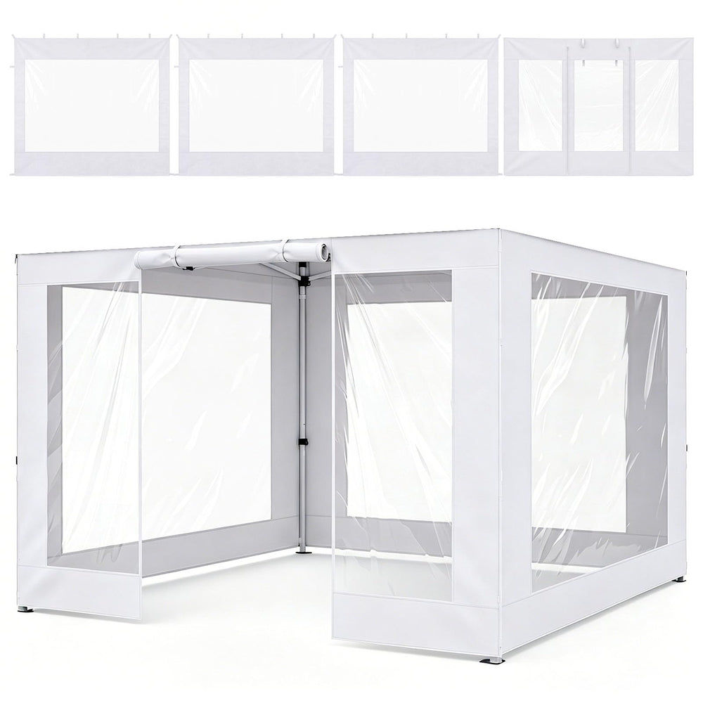 Vincreem front view of installed sidewalls showing weather protection