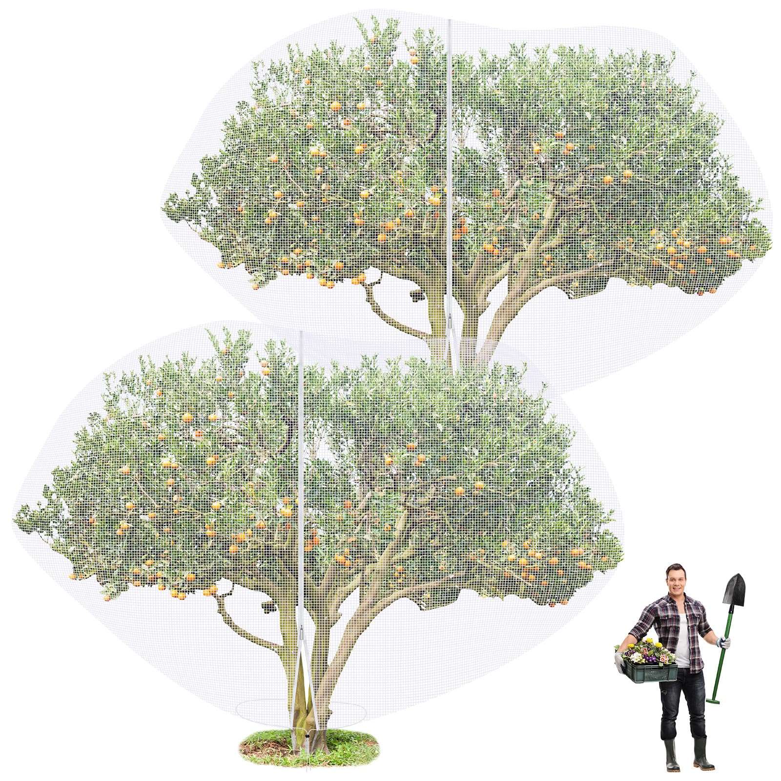 Vincreem front view of net on tree showing full coverage and pest protection