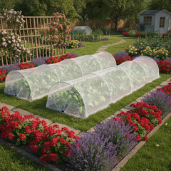 Vincreem front view of tunnel covering raised bed showing pest protection