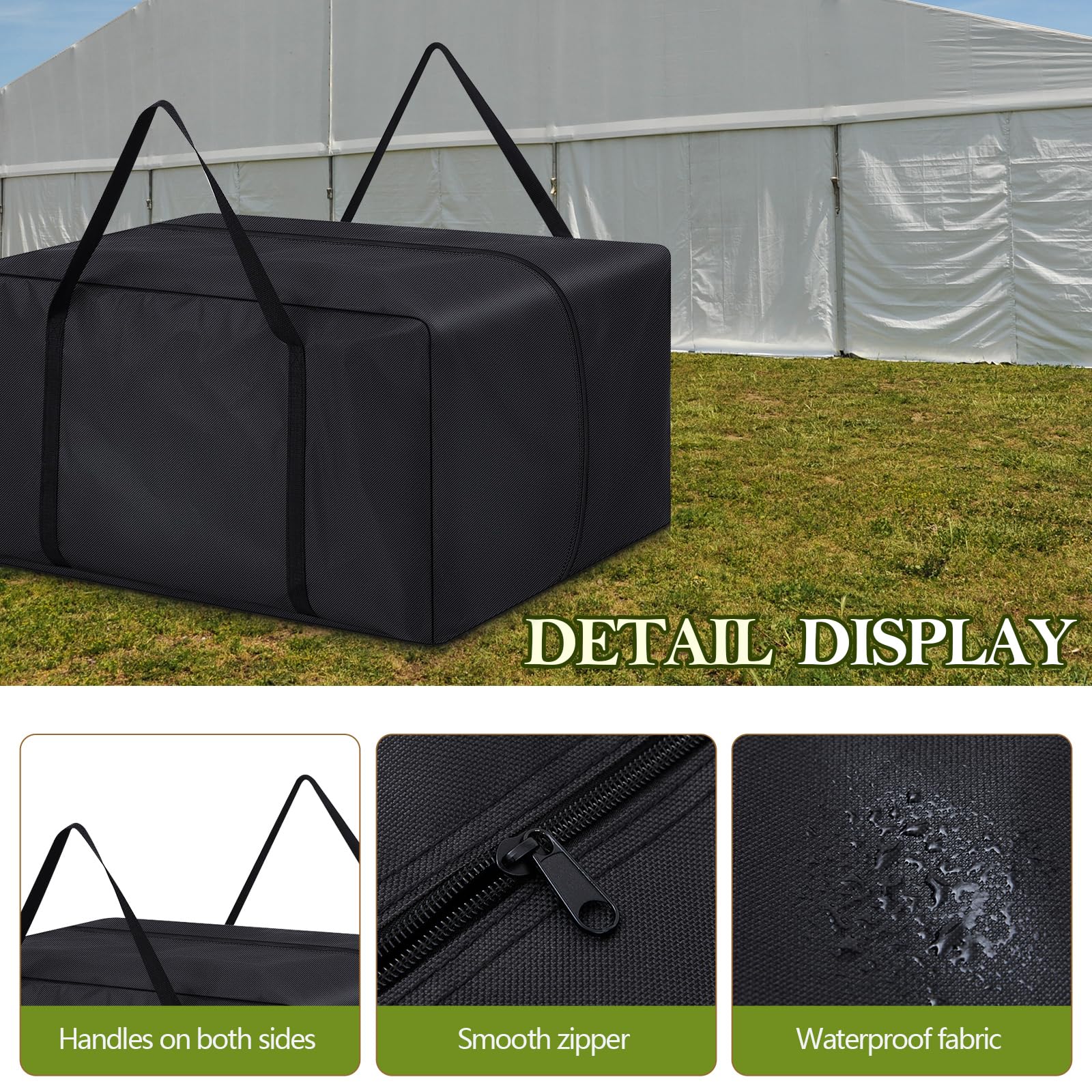 Vincreem handle and zipper detail showing sturdy carry comfort and easy access