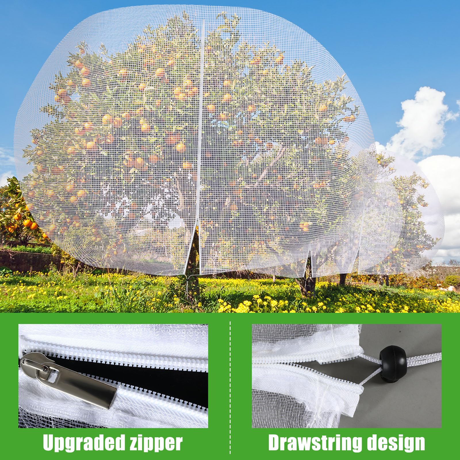 Vincreem open zipper with hand harvesting fruit easily without removing net