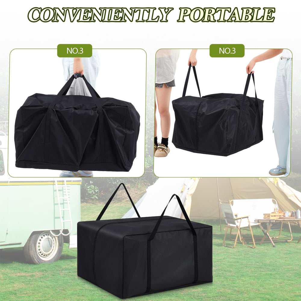 Vincreem bag beside tent poles for scale illustrating spacious interior capacity