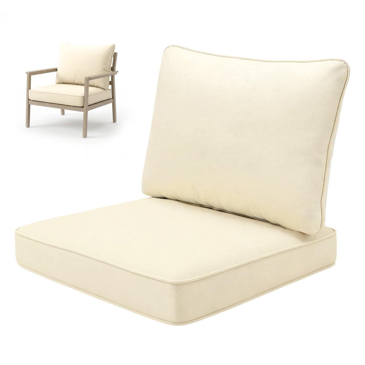 VineBreeze front view of beige cushion set showing neat packaging and attractive look