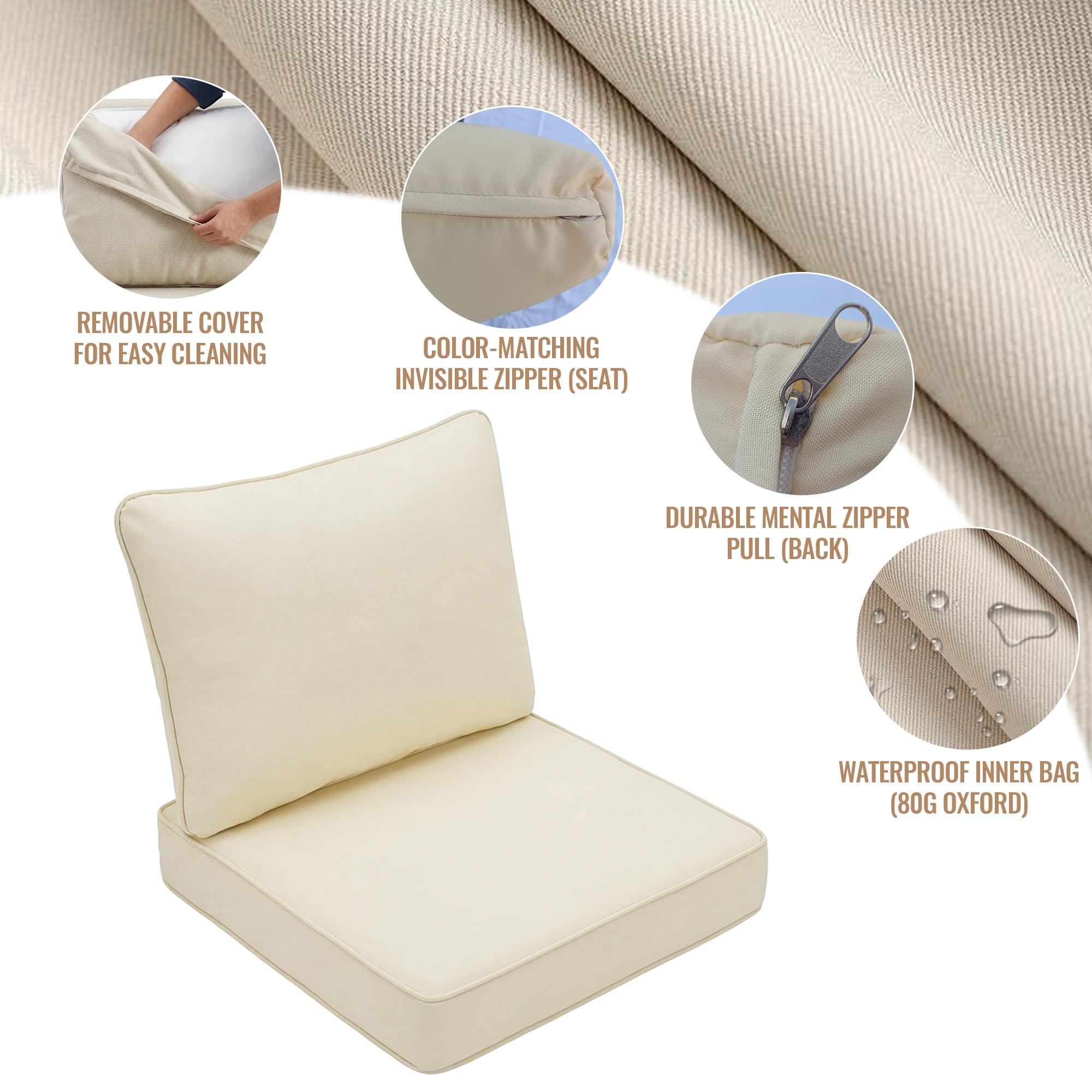 VineBreeze foam cross-section showing 4-inch high-density foam support