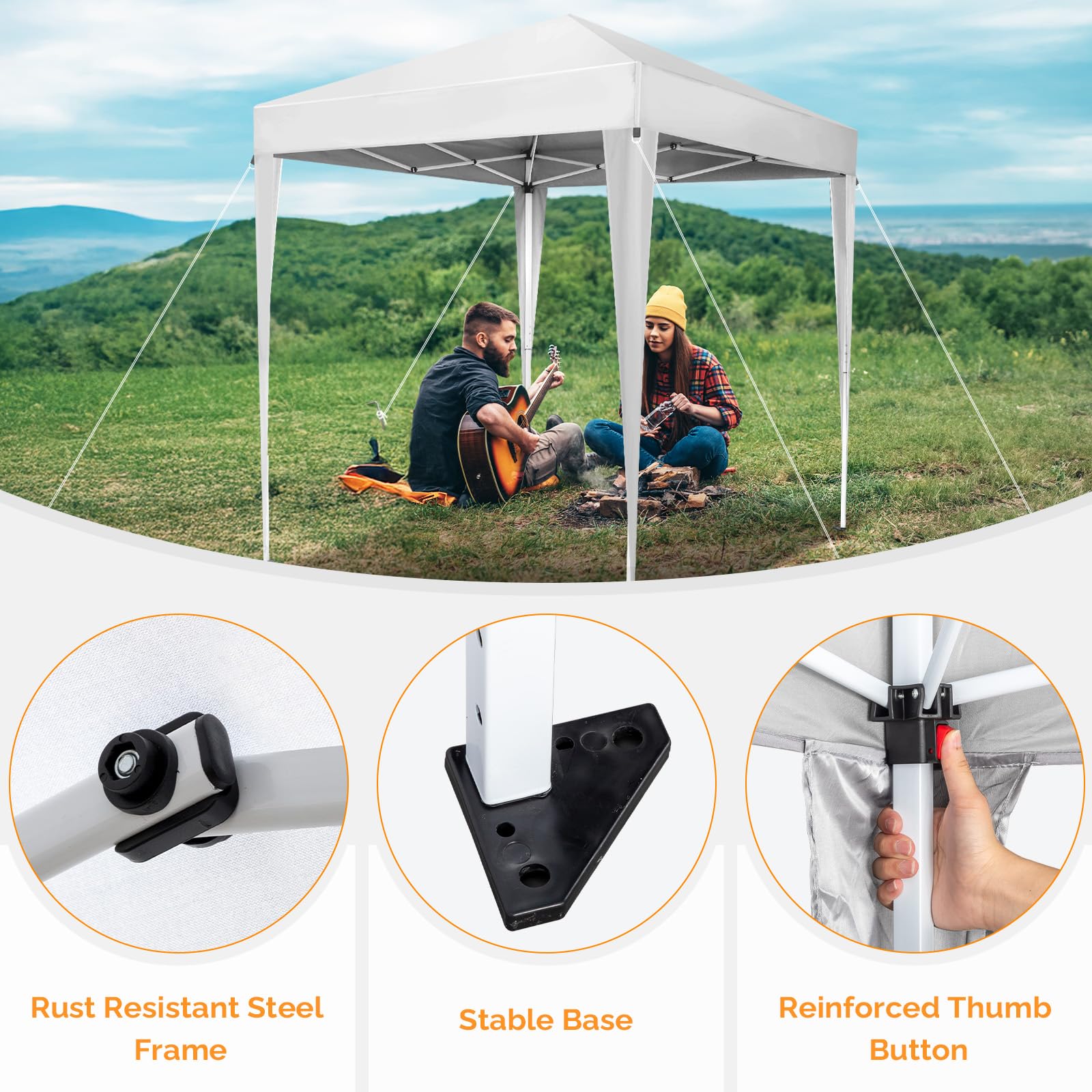 VINGLI canopy set up at backyard party offering guest shelter