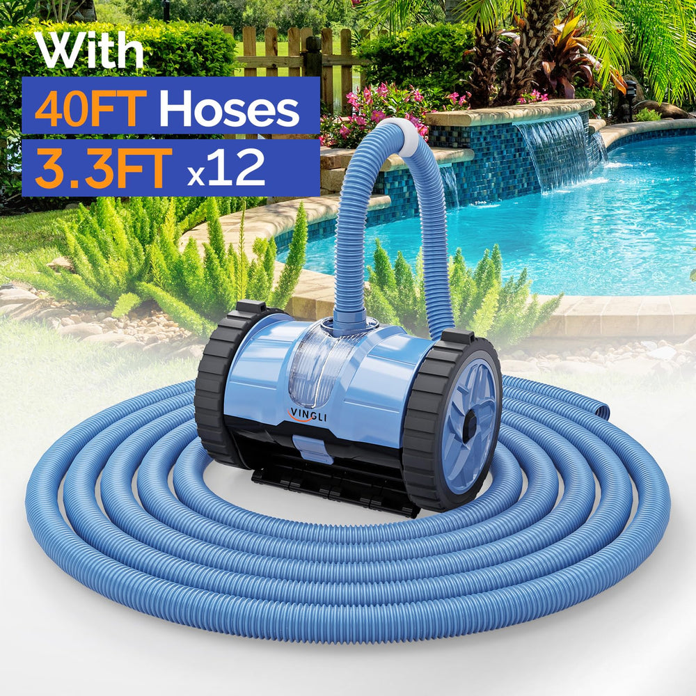 VINGLI in-pool action cleans floor and walls quietly for uninterrupted pool time