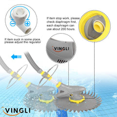 VINGLI cleaner in-pool action on floor removing fine debris for clearer water