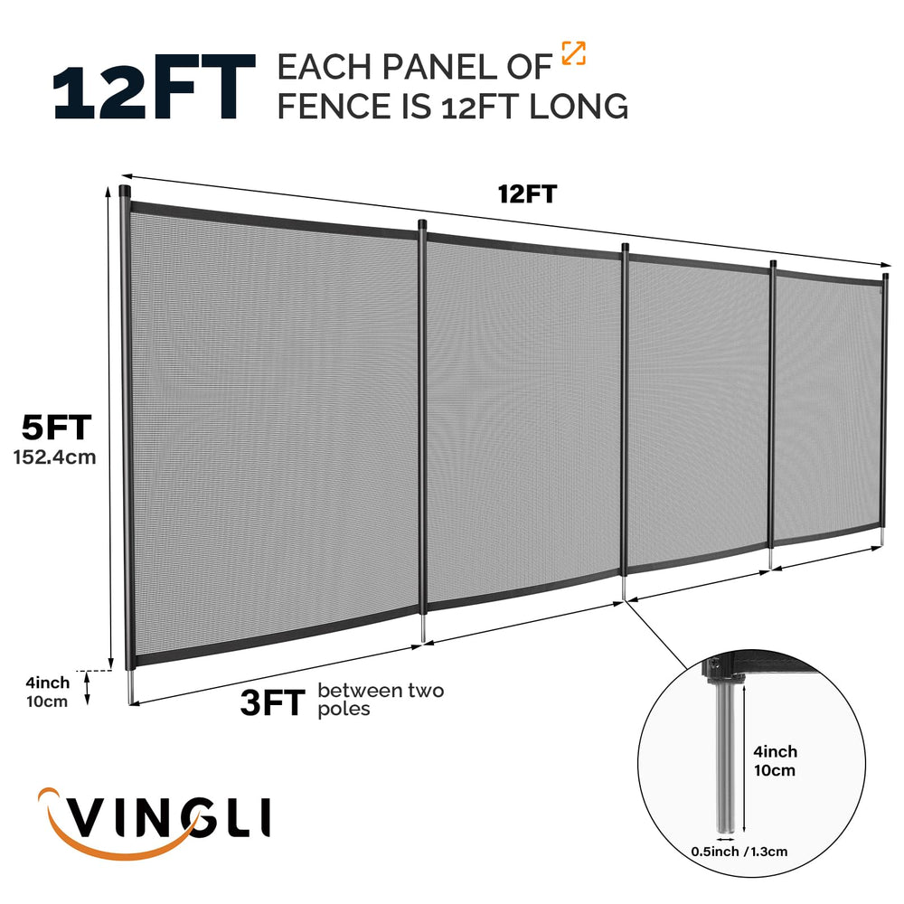 VINGLI installed fence side profile along pool edge showing low-visibility protection