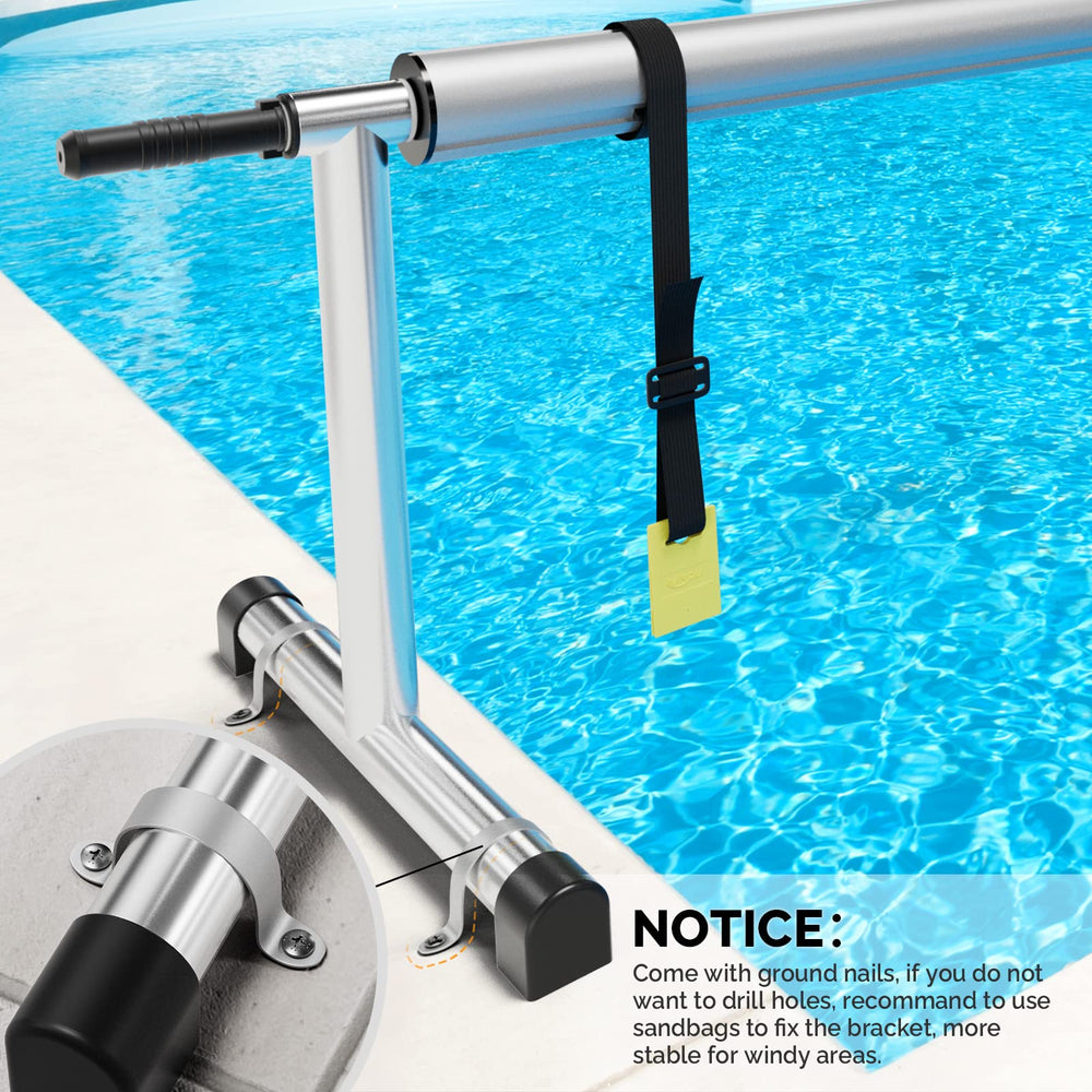 VINGLI reel used at kidney-shaped pool enabling trim-to-fit cover convenience