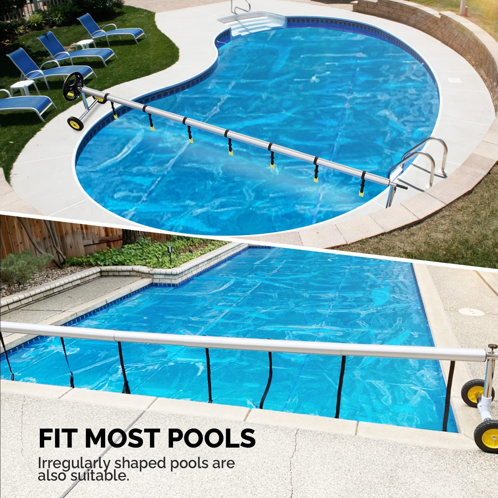 VINGLI reel in use on rectangular pool making cover deployment quick