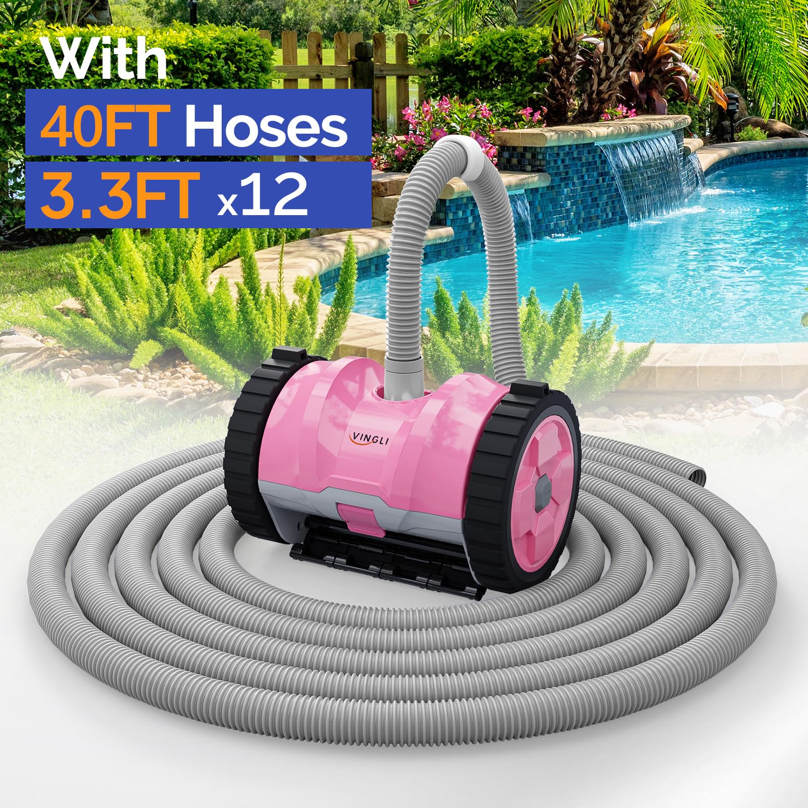 VINGLI beside pool skimmer for scale, shows suitable sizing for residential pools