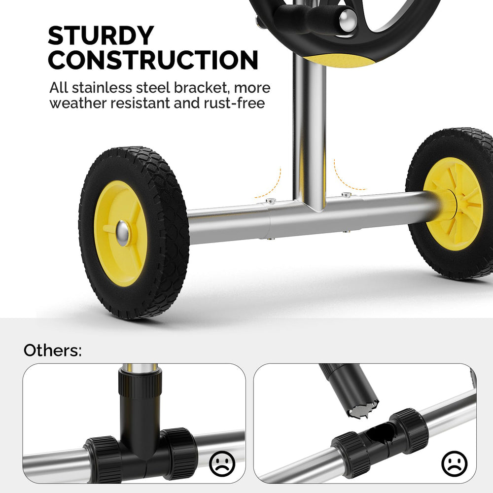 VINGLI wheel and stainless leg detail illustrating rust resistance and stable support