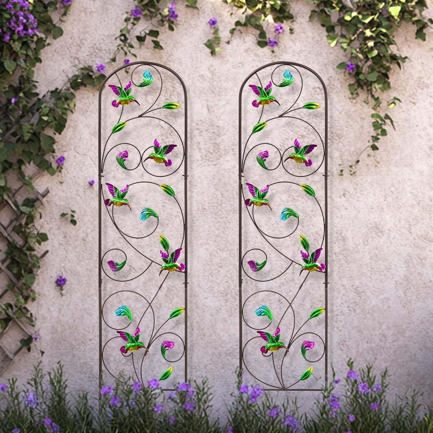 VinSees assembled trellis used as garden backdrop adding height and texture