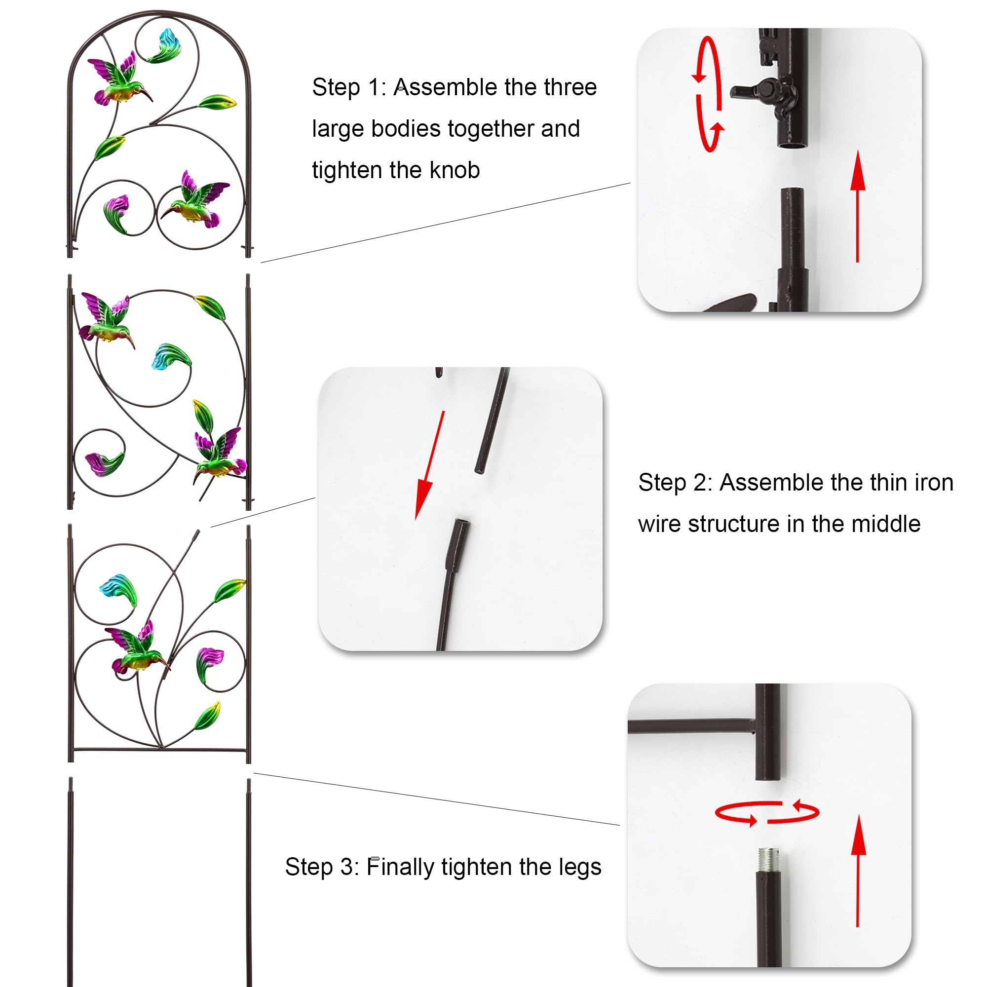 VinSees trellis parts and wing nut assembly for easy, tool-free installation