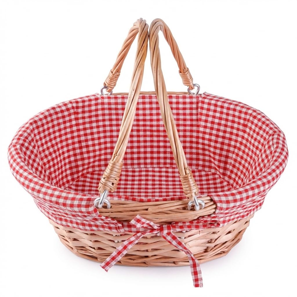 Vintiquewise front view of oval wicker basket, attractive serving presentation