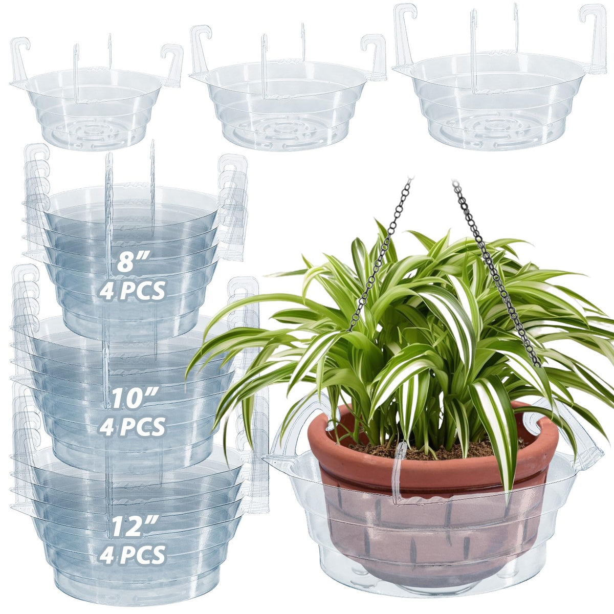 VIOBEPASS front view of 12-pack clear drip pans protecting surfaces