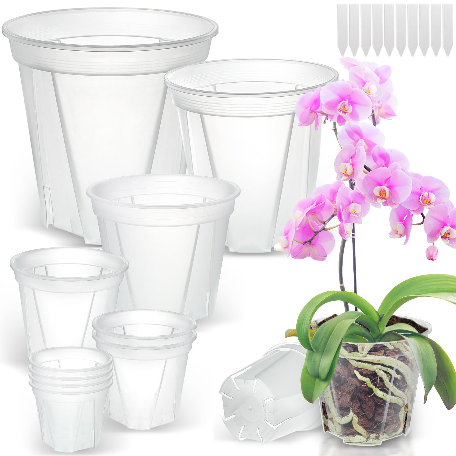 VIOBEPASS clear nursery pots front pack showing all sizes and benefits
