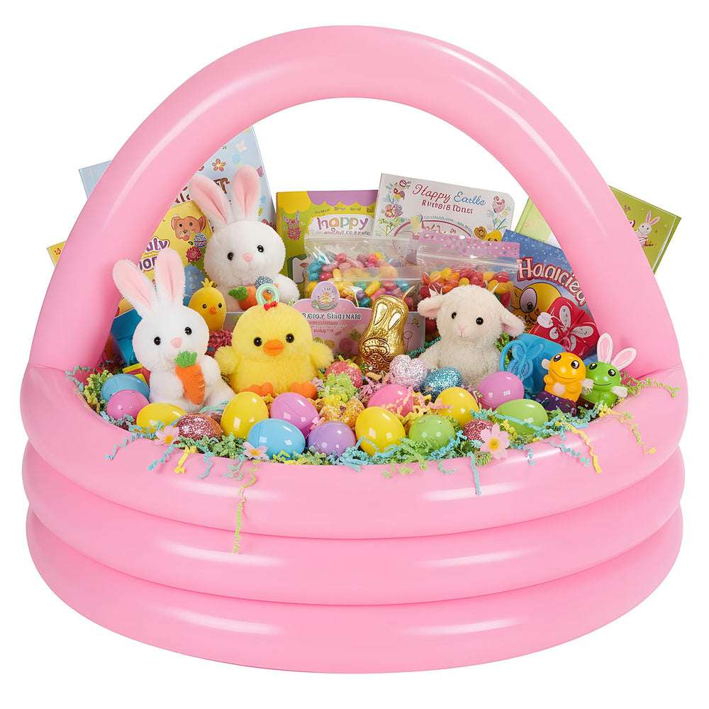 VioraWhite front view inflated pink basket showcasing festive centerpiece benefit
