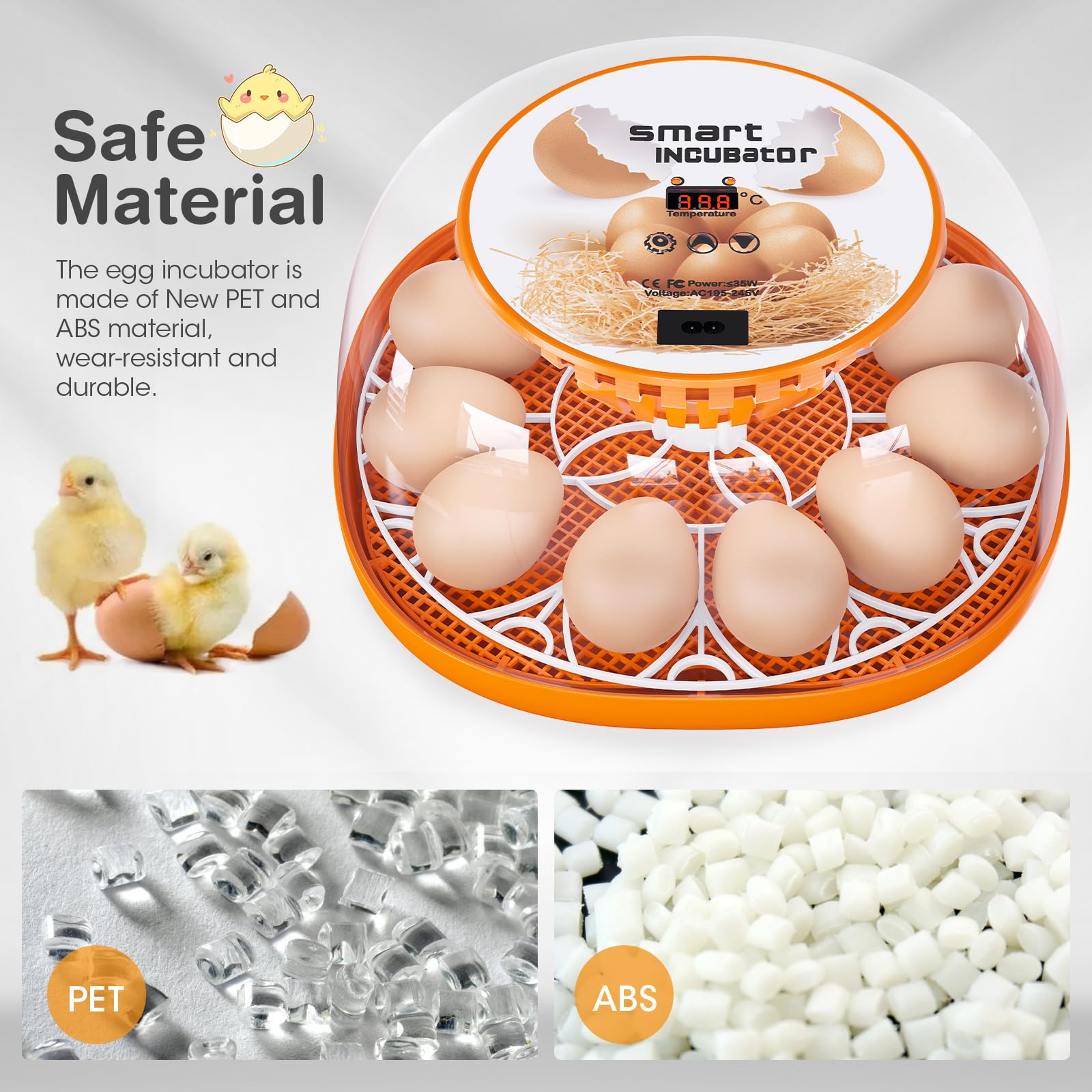 Viowey built-in LED egg candler illuminating embryo for inspection benefit