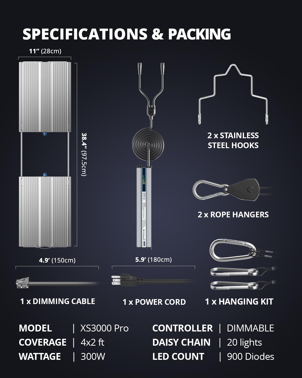 VIPARSPECTRA XS3000 Pro packaging and contents for easy plug-and-play setup