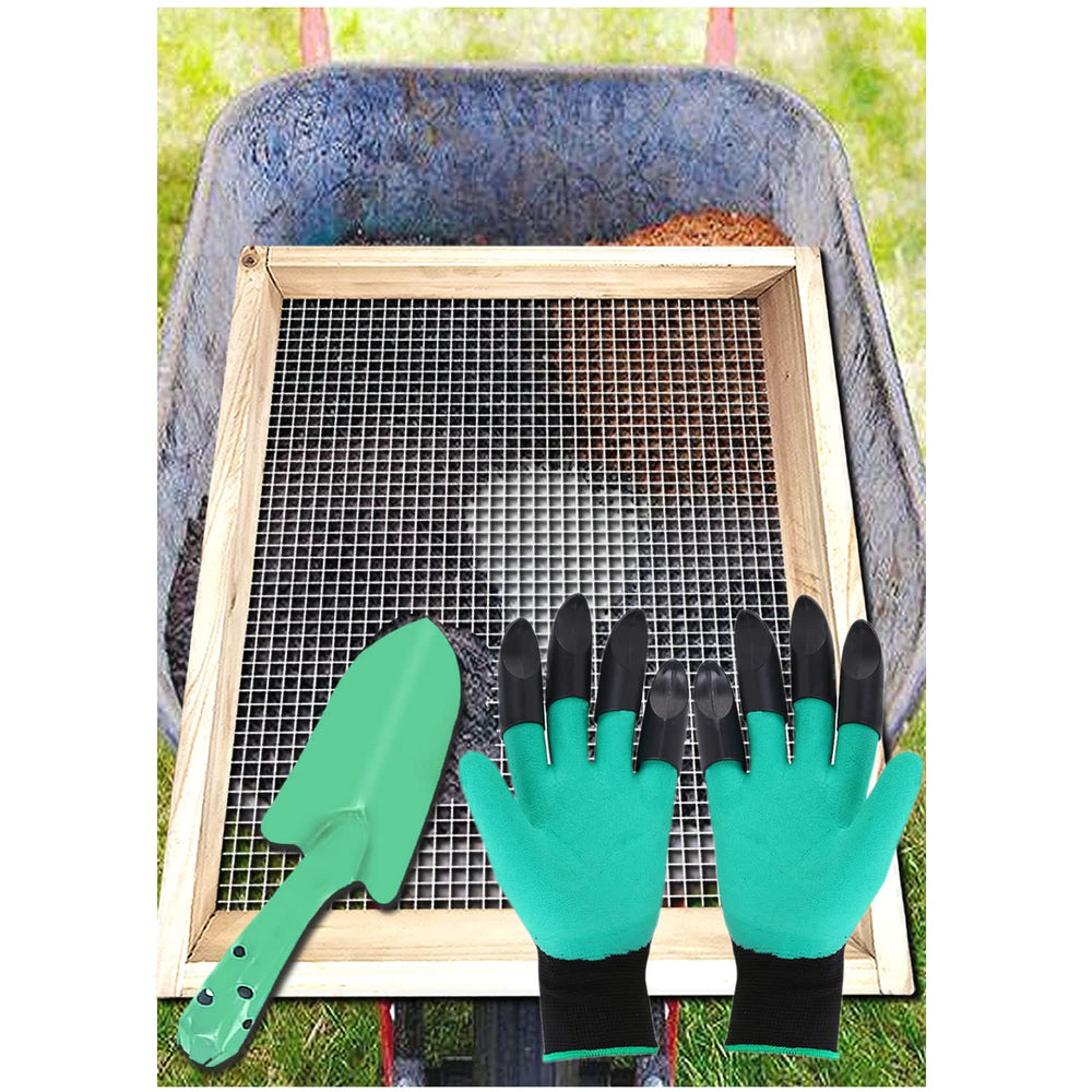 VIPMORE wooden sieve front view showing compact frame and mesh for easy sorting