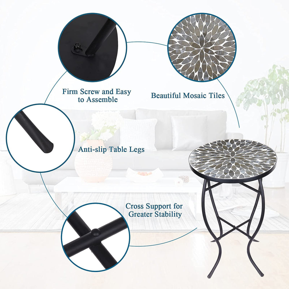 Vipush side table staged between porch chairs demonstrating perfect height and convenience