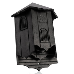 VIREESR front view of cedar bat house showing three-chamber entrance, attracts roosting bats