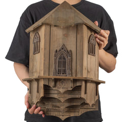 VIREESR bat house front view showing weatherproof cedar and secure chambers for habitat