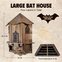 VIREESR bat house interior chambers visible to show multi-room capacity and roosting space